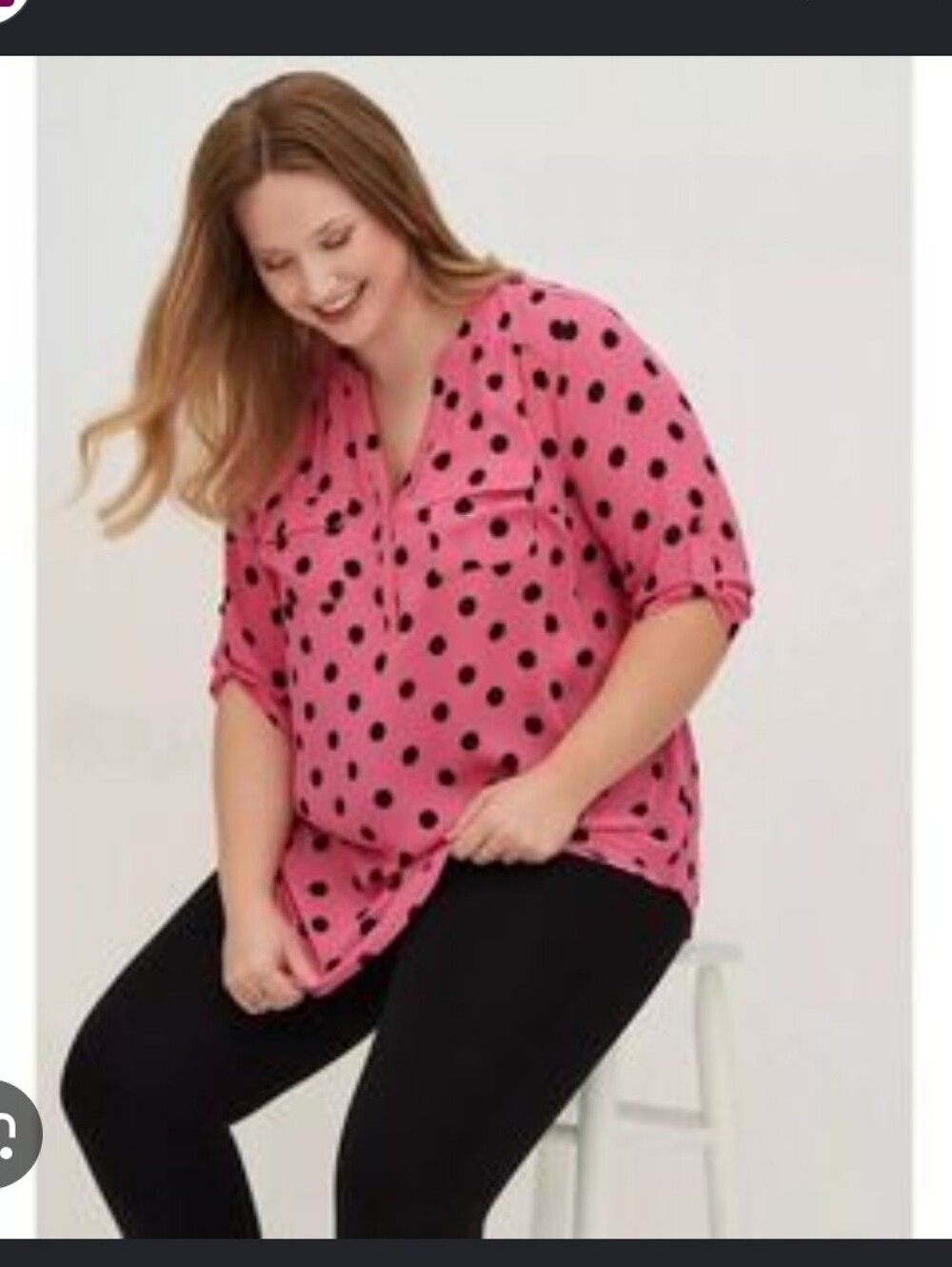 torrid Womens Plus Size Pink Blouse with Black Polka Dots Size 2X 💰2/30💰
